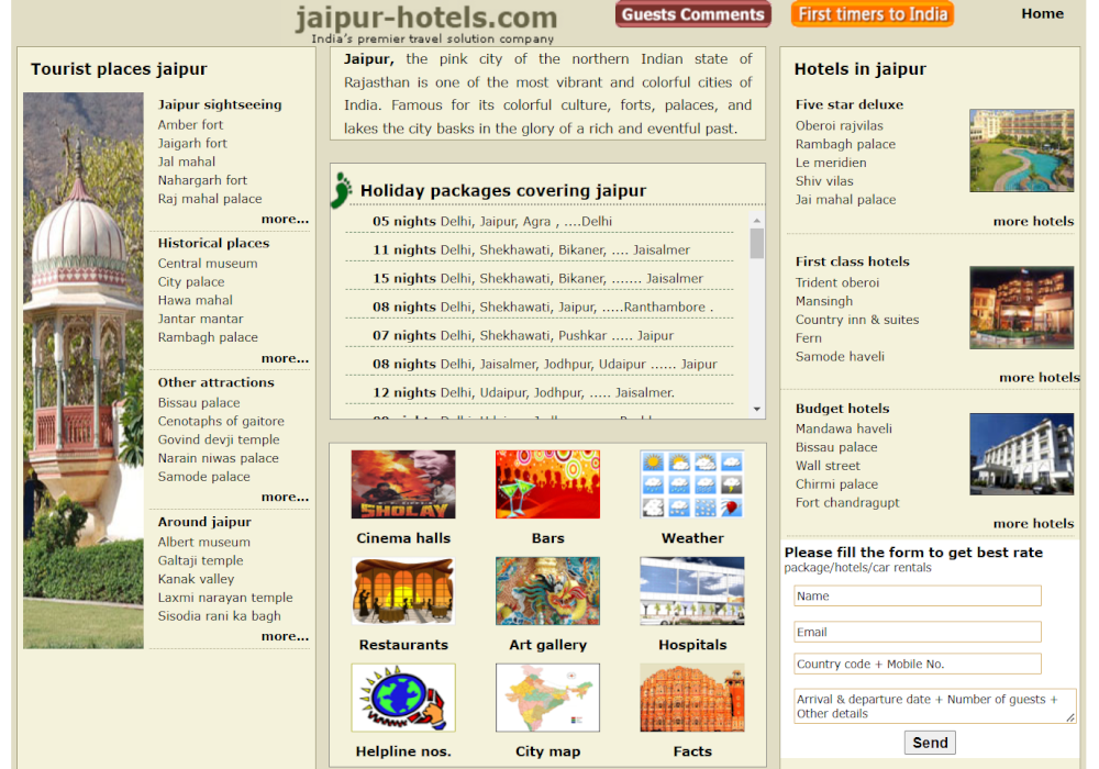 www.jaipur-hotels.com screenshot